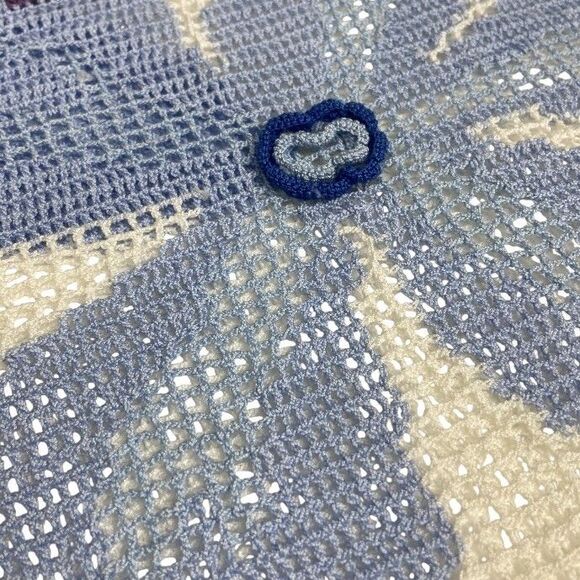 Crochet Knit Blouse Top Size M Cottagecore Boho Festival Beach Handmade Y2K - Picture 7 of 8